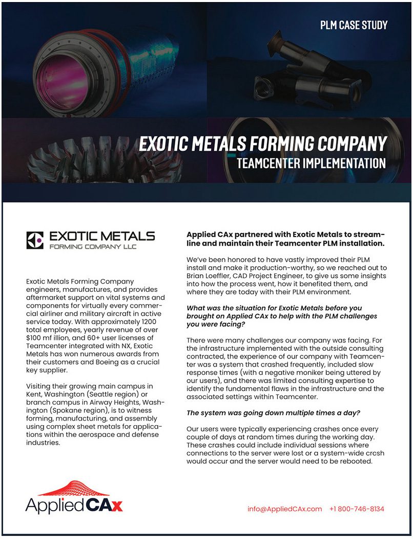 Exotic Metals plm case study teamcenter
